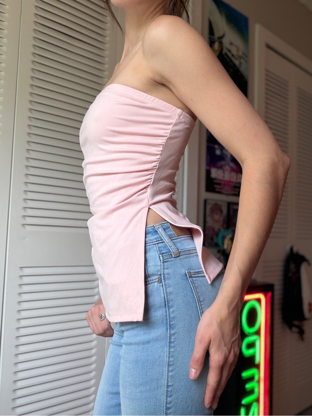 Light Pink Strapless Tube Top - Picture 2 of 3